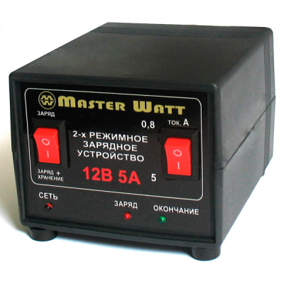 Автоматичне ЗУ для акумулятора MW-AZU12-5A 12V (4.5-100Ah) (MF,WET,AGM,GEL), 180-245V, Ток заряда режим-0,8А/5А, крокодили в комплекті