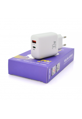 СЗУ AC100-240V iKAKU KSC-668 BOLIAN PD30W+QC3.0 Dual Port charger, White, Box
