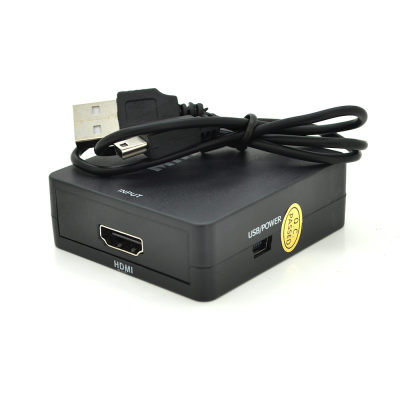 Конвертер Mini, AV to HDMI, ВХІД 3RCA(мама) на ВИХІД HDMI(мама), 720P/1080P, Black, BOX