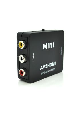 Конвертер Mini, AV to HDMI, ВХІД 3RCA(мама) на ВИХІД HDMI(мама), 720P/1080P, Black, BOX