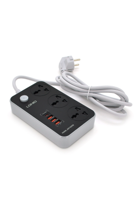 Мережевий фільтр LDNIO SC3412, 3 Розетки + 4 USB, 2 м, перетин 3х0,75мм, Black, Box