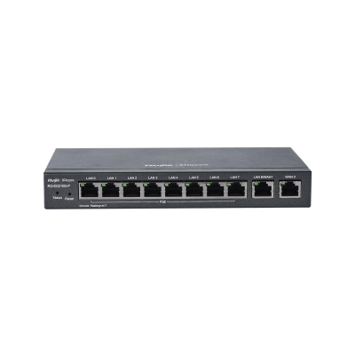 Маршрутизатор серії Ruijie Reyee RG-EG210G-P, 10 портів 1000M Base-T, 8 портів PoE, 202×107×28 мм
