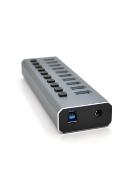 Хаб USB 3.0, 6 портів USB 3.0 + 4 порти QC3.0, з перемикачами на кожен порт, DC12V4A, Black, BOX