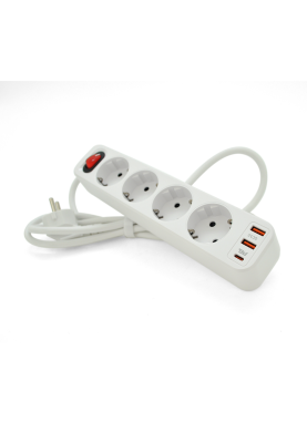 Мережевий фільтр HOCO NS1 на 4 розетки + 3 USB, 18W, 220В, White