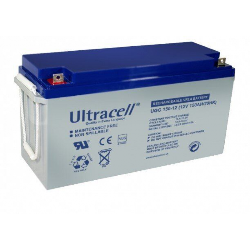 Акумуляторна батарея Ultracell UCG150-12  GEL 12 V 150 Ah  (485 x 170 x 240) White Q1/34
