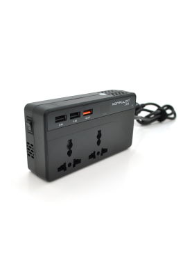 Інвертор напруги Konfulon CZ-01, 200W(24В)+100W(12В), 12/24V/220V, approximated, 2 універсальні розетки+3USB, Box
