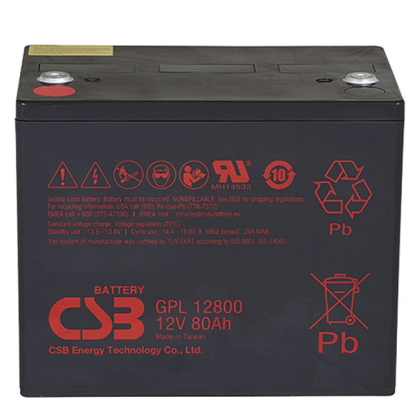 Акумуляторна батарея CSB GPL12800, 12V 80Ah (261х168х210 (220)