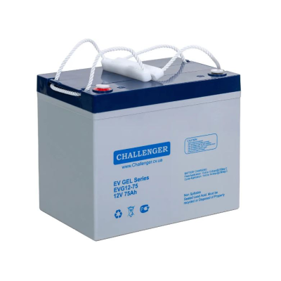 Тягова акумуляторна батарея Challenger EVG-12-75 Gel, 12V 75Ah, під клему F11(M6), (260 х 169 х 211), Q1
