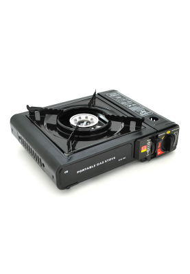 Портативна газова плита GAS STOVE ZCM-001, під газові балони бутан та пропан-бутан, Black, Case