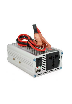 Інвертор напруги Himastar500W (DC:250W), 12/220V з апроксимованою синусоїдою, 1 універсальна розетка, 1*USB (DC:5V/2.4A), клеми+затискачі, Q40