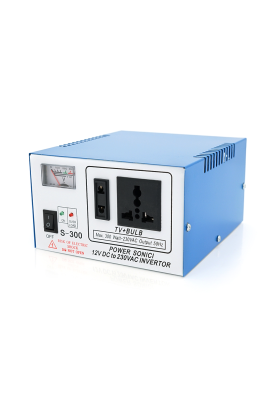Інвертор напруги S-300 (DC:150W), 12/220 з апроксимованою синусоїдою, 2 універсальна розетка, крокодили, Q12