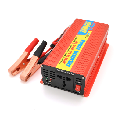 Інвертор напруги ERYUAN EY-1500 (900Вт), 12/220V, approximated, 1 універсальна розетка + USB, клем + крокодили, Box