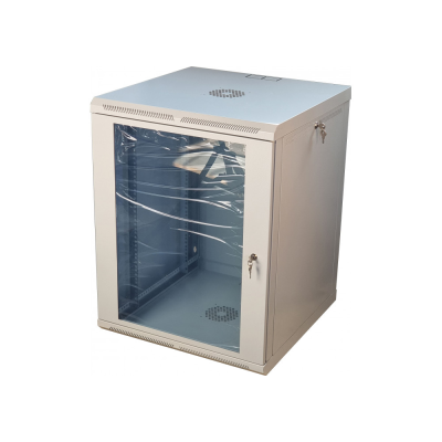 Шафа телекомунікаційна 19" VAGO 15U, настінна, двері акрил, сіра, (775х600х600)