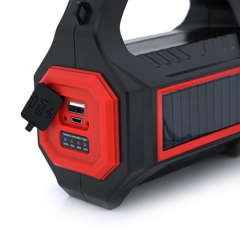 Ліхтар пошуковий Pahther PT-8895, 1LED+COB T6, 10W, 3+2+2 режими, 3600mah, Black, IP40, USB кабель+Solar, 200х95х130мм, BOX
