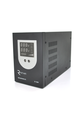 ДБЖ з правильною синусоїдою Ritar SK-1000VA (700W), DC: 145-275V, AC: 230V, LCD-дисплей, 2Shuko socket, 12V,  під зовнішню батарею, струм заряду до 18A, Q2
