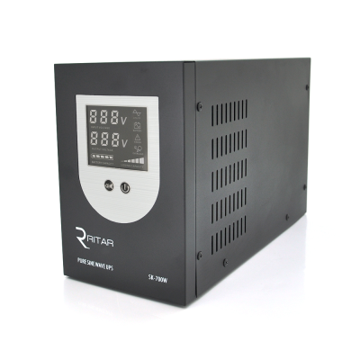 ДБЖ з правильною синусоїдою Ritar SK-1000VA (700W), DC: 145-275V, AC: 230V, LCD-дисплей, 2Shuko socket, 12V,  під зовнішню батарею, струм заряду до 18A, Q2