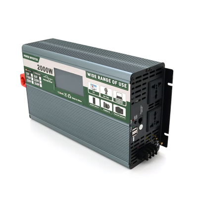 Інвертор напруги Demuda DMDPSW-2000W, 12V/220V, 2000W з правильною синусоїдою, 2 універсальні розетки, 2 USB, Rj 45, клемні дроти, Q4