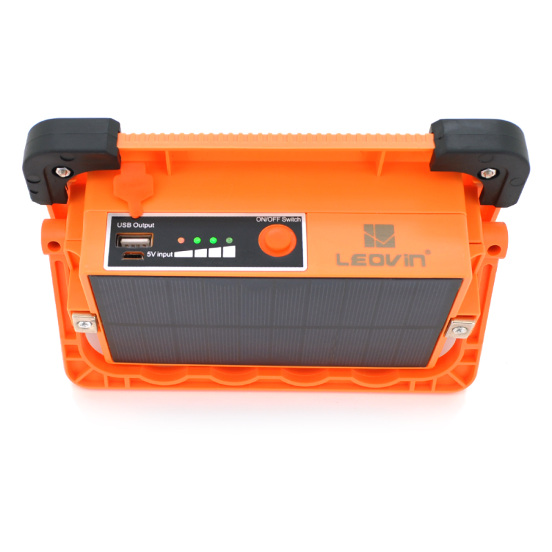 Переносний ліхтар-прожектор Leovin LE-068+Solar (30W), 36 LED(SMD), 4 режими, вбудований акумулятор, заряд від 5V, USB вихід, Box