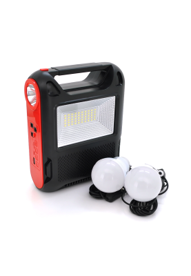 Ліхтар переносний JY-108+Solar+FM+TF, 50 SMD LED+1 COB, 2 лампи дод. освітлення, 2 режими, заряд від 5V, батарея 3*18650, Box