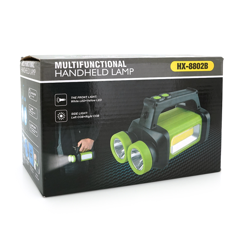 Ліхтар пошуковий SW-8802, 1LED+COB T6, 5W, 2+1+1 режим, 3600mAh, Black/Blue, IP40, USB кабель+4*LR06(немає в комплекті), 190х110х130мм, BOX