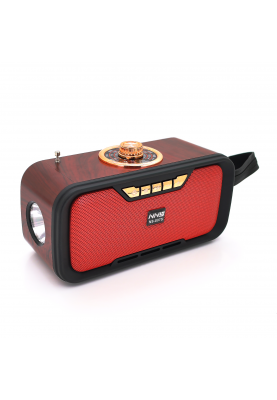 Радіо з ліхтариком NS-S270-S, FM/AM/SW радіо+Solar, Входи: TFcard, USB, Wireless speaker, Bluetooth, Red, Box