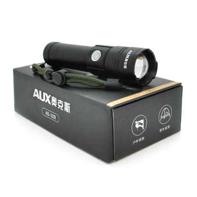 Ліхтар ручний Aux AS-328, 1LED Cree XHP50.2, 19W, 5 режими, ZOOM,26650 /4000mah/3xААА Black, IP40, кабель USB-Type-C, 165х42х32мм, BOX