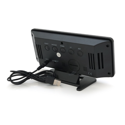 Електронний годинник VST-888 Дзеркальний дисплей, з датчиком температури, будильник, живлення від кабелю USB, Blue