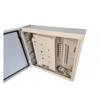 Оптобокс комутаційний VAGOS PON(FTTH) 440х500x140 під адаптери SC-32шт/LC-64шт, 8 вводів кабелю, 6 відкидних кросових модулів