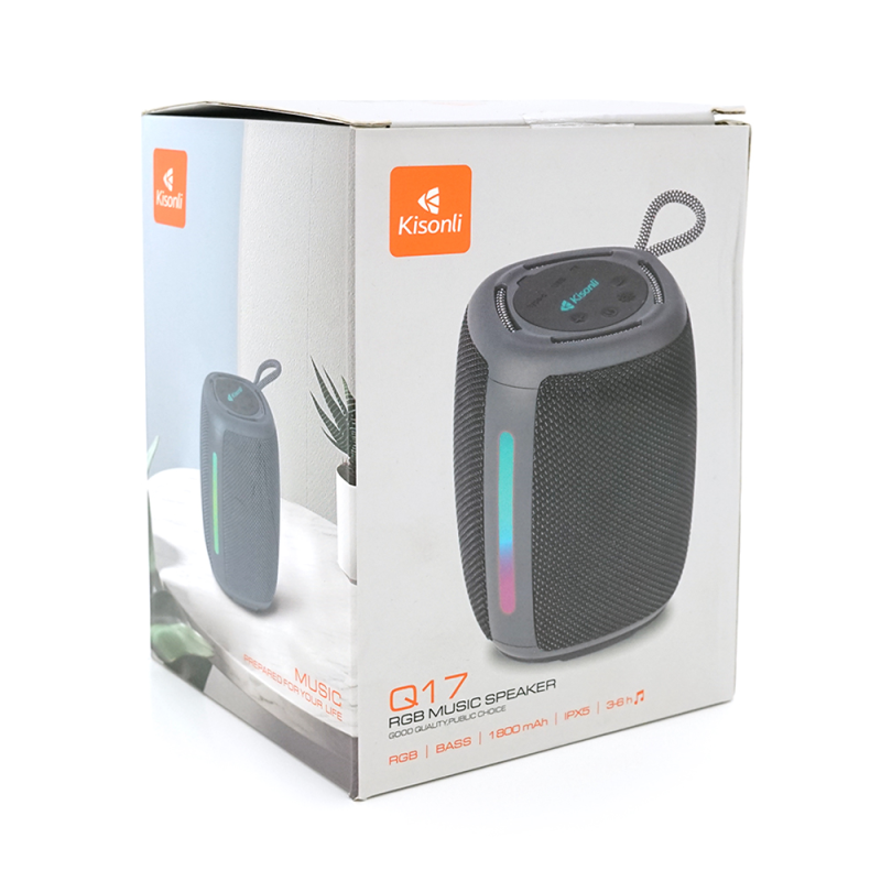 Колонка Kisonli Q17 Bluetooth 5.3, 1х8W, 1800mAh, USB/TF/TWS/FM/BT/LED, DC: 5V/1A, BOX, Camouflage, Q45