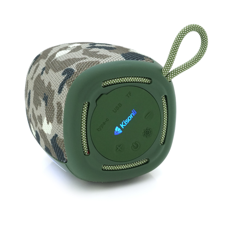 Колонка Kisonli Q17 Bluetooth 5.3, 1х8W, 1800mAh, USB/TF/TWS/FM/BT/LED, DC: 5V/1A, BOX, Camouflage, Q45