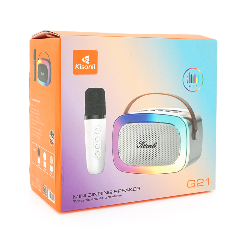 Колонка Kisonli G21 Bluetooth 5.0, 1х5W, 1800mAh, USB/TF/BT/LED/AUX, DC: 5V/1A, Black, BOX, Q45