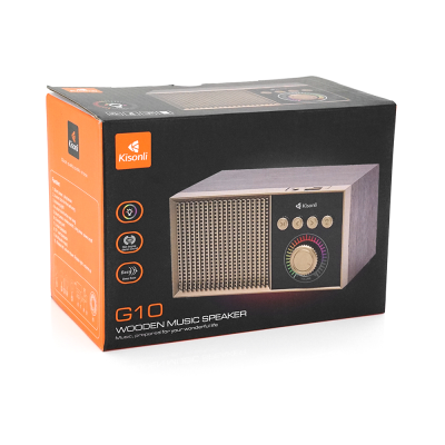 Колонка Kisonli G10 Bluetooth 5.0, 1х5W, 1200mAh, USB/TF/BT/FM/AUX, DC: 5V/1A, Brown, BOX, Q50