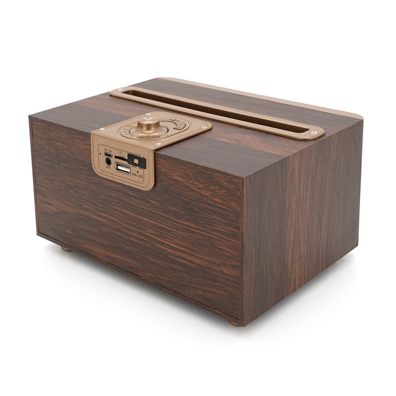 Колонка Kisonli G1 Bluetooth 5.0, 2х10W, 1500mAh, USB/TF/BT/FM/AUX, DC: 5V, Dark wood (Brown), BOX, Q24