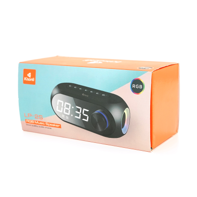 Колонка Kisonli LP-2S Bluetooth 5.0, 1х5W, 1200mAh, USB/TF/BT/FM/AUX/LCD/Clock, DC: 5V, Black, BOX, Q60 Колонка Kisonli LP-2S Bluetooth 5.0, 1х5W, 1200mAh, USB/TF/BT/FM/AUX/LCD/Clock, DC: 5V, Black, BOX, Q60