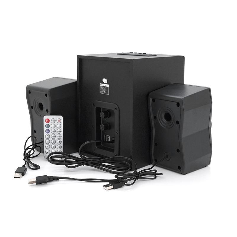 Колонки Kisonli TM-4000U, 5W+2x3W, USB/TF/BT/FM/AUX/LED light, із сабвуфером, DC: 5V, Black, BOX, Q8