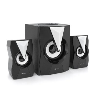 Колонки Kisonli TM-4000U, 5W+2x3W, USB/TF/BT/FM/AUX/LED light, із сабвуфером, DC: 5V, Black, BOX, Q8