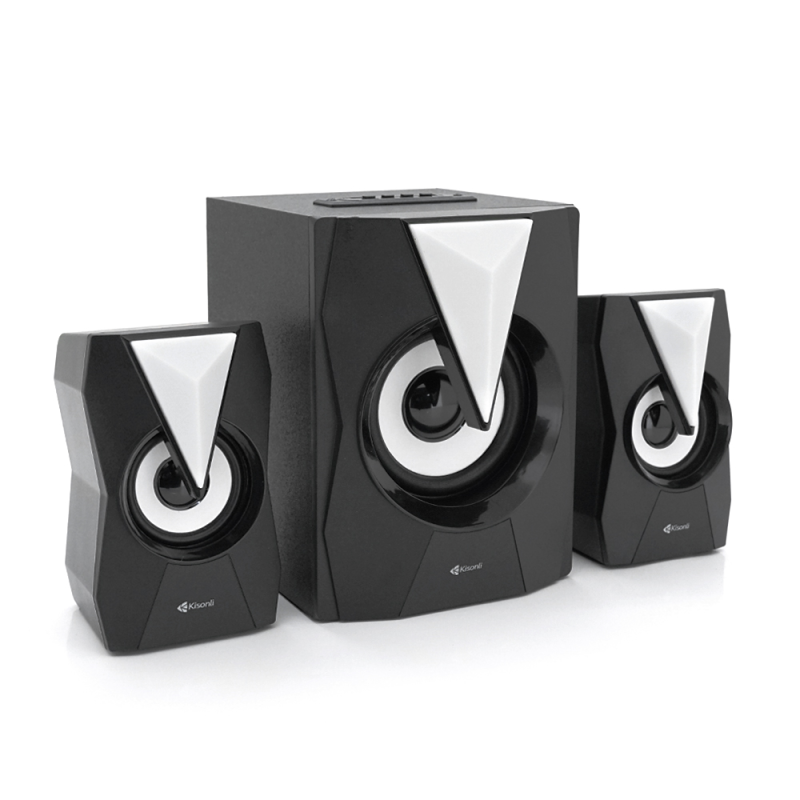 Колонки Kisonli TM-4000U, 5W+2x3W, USB/TF/BT/FM/AUX/LED light, із сабвуфером, DC: 5V, Black, BOX, Q8