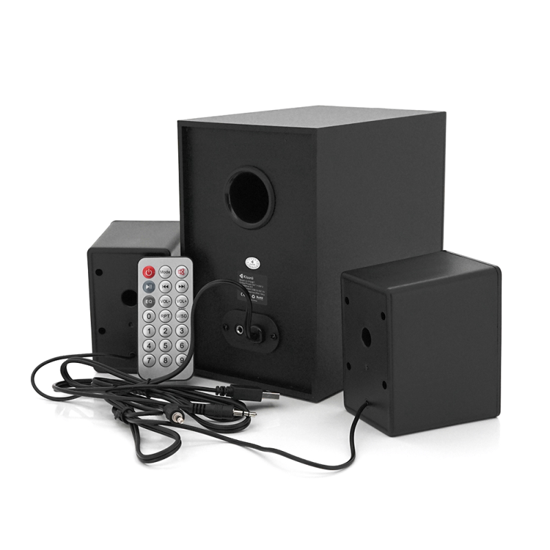 Колонки Kisonli U-2700BT, 5W+2x3W, USB/TF/BT/FM/AUX, с сабвуфером, DC: 5V, Black, BOX, Q16