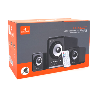 Колонки Kisonli U-2800BT, 5W+2x3W, USB/TF/BT/FM/AUX, із сабвуфером, DC: 5V, Black, BOX, Q30 Колонки Kisonli U-2800BT, 5W+2x3W, USB/TF/BT/FM/AUX, із сабвуфером, DC: 5V, Black, BOX, Q30