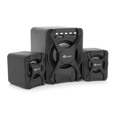 Колонки Kisonli U-2500BT, 5W+2x3W, USB/TF/BT/FM/AUX, із сабвуфером, DC: 5V, Black, BOX, Q30