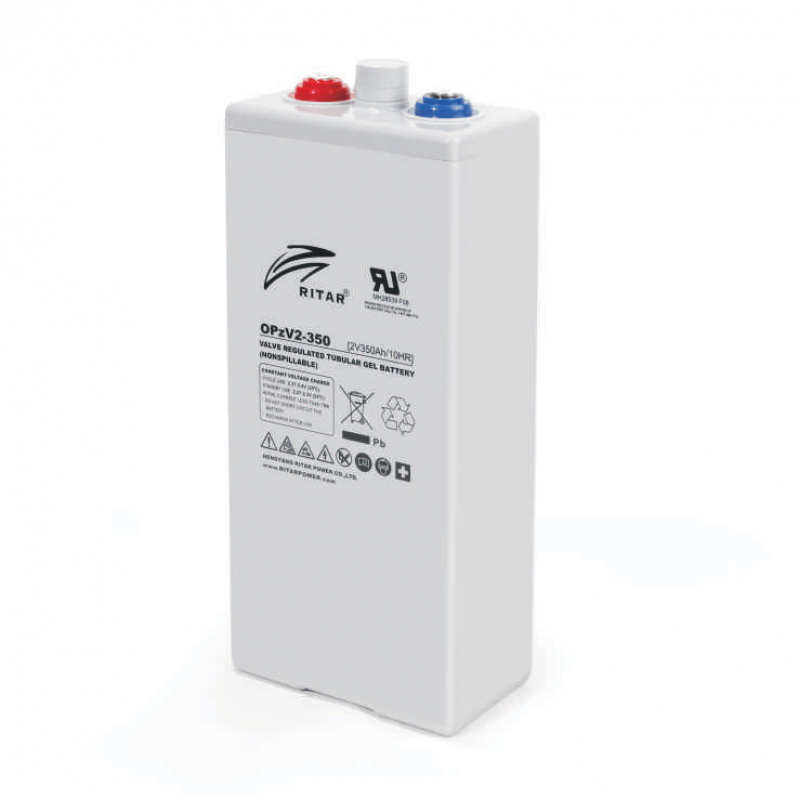Аккумуляторная батарея  RITAR OPzV 2-350, Gray Case, 2V 350.0Ah (1200 С)  (206 х 124 х 470(505)) 27 кг  Q1/36