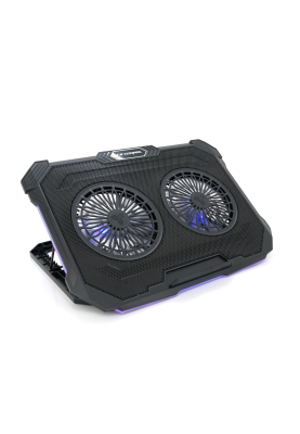 Підставка під ноутбук IceCoorel F8, 10-17", 2*125mm 1200±10% RPM, корпус пластик+алюміній, 2xUSB 2.0, 415x293x26.5mm, RGB, Box Q10