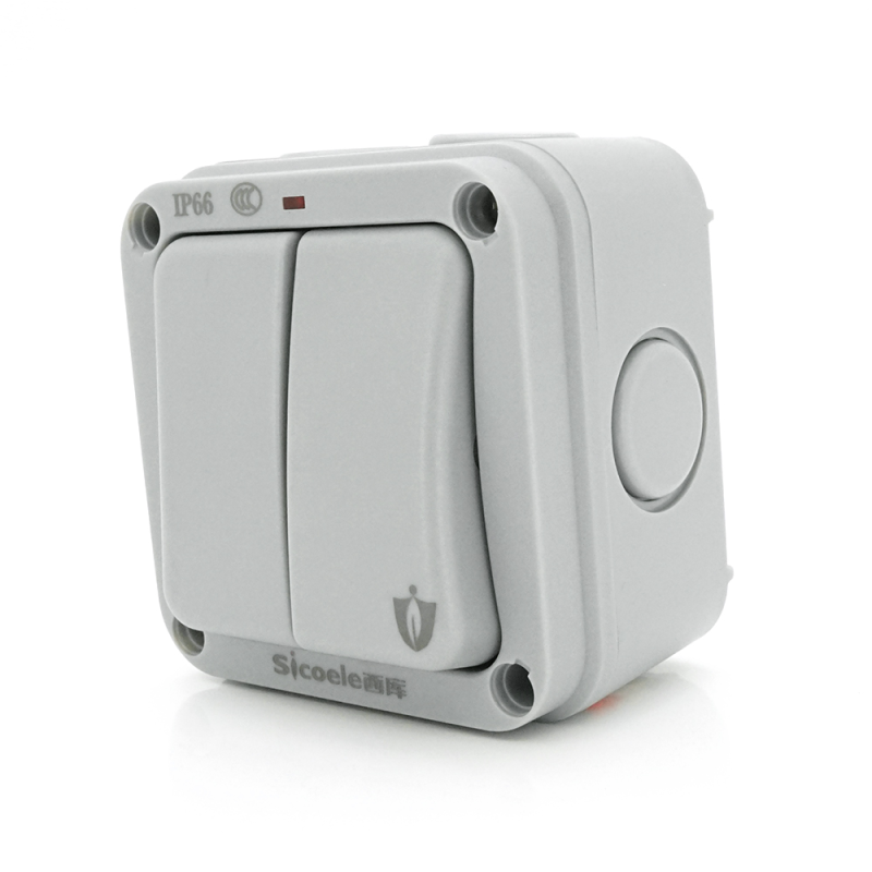 Вимикач подвійний зовнішнього монтажу SL-2, водонепроникний, IP66, AC: 110-250V, 10A, White