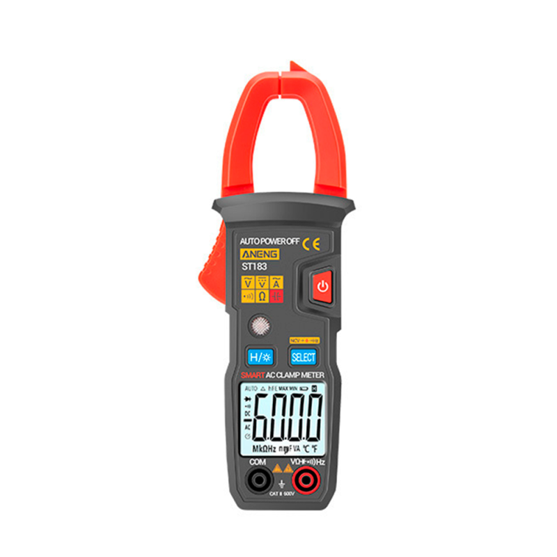 Токові кліщі ANENG ST183 Вимірювання: V (AC/DC), A (AC), Ω, C, Hz (True RMS). Функції: Data Hold, Min/Max, продзвонювання, NCV.