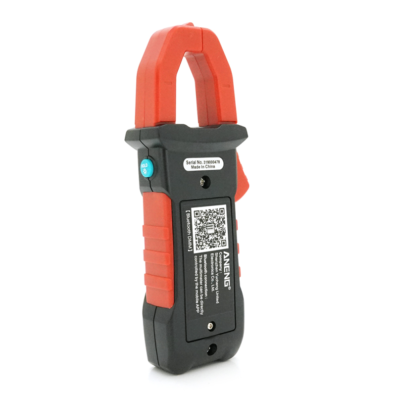 Токові кліщі ANENG ST207. Вимірювання: V (AC/DC), A (AC), Ω, C, Hz, °C (NCV, True RMS). Функції: Bluetooth, Data Hold, продзвон, ліхтарик, підсвічування.