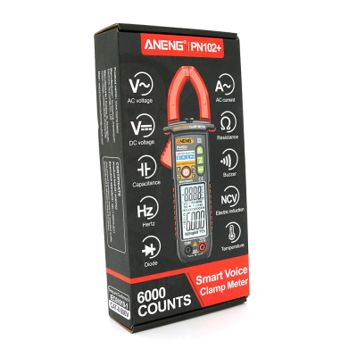 Токові кліщі ANENG PN102 Вимірювання: V (AC/DC), A (AC), Ω, C, Hz (NCV). Функції: Data Hold, продзвонювання, тест діодів, підсвічування. Токові кліщі ANENG PN102 Вимірювання: V (AC/DC), A (AC), Ω, C, Hz (NCV). Функції: Data Hold, продзвонювання, тест діодів, підсвічування.