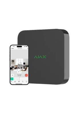 Мережевий відеореєстратор Ajax NVR (16ch) black, роздільна здатність до 4К, підтримка ONVIF/RTSP, декодування H.265/H.264, ємність до 16Тб