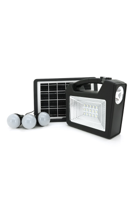 Переносний ліхтар CL25+ Solar, 1+1 режим, 1+15Led, вбудований аккум-Powerbank 10000mAh, 3 лампочки 3W, USB вихід, Black, Box