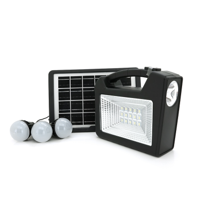 Переносний ліхтар CL25+ Solar, 1+1 режим, 1+15Led, вбудований аккум-Powerbank 10000mAh, 3 лампочки 3W, USB вихід, Black, Box