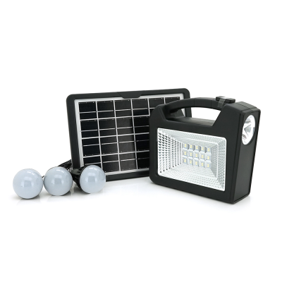 Переносний ліхтар GD-103+ Solar, 1+1 режим, 1+15Led, вбудований аккум-Powerbank 10000mAh, 2USB, 3 лампочки 3W, USB вихід, Black, Box